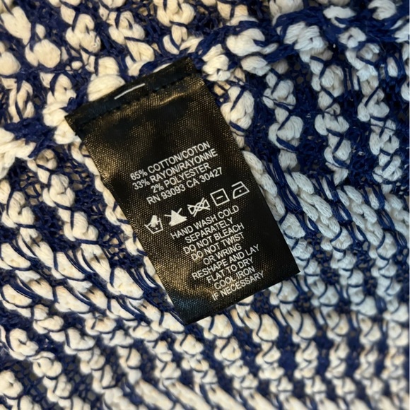 Nic + Zoe women blue and white knit open draped cardigan | PP Petite Small - Picture 4 of 5